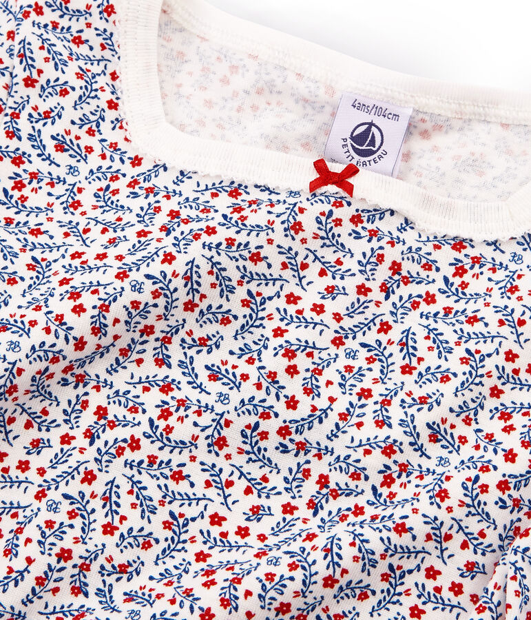 Pyjacourt petite fille coupe tr&egrave;s ajust&eacute;e en c&ocirc;te blanc/multicouleur