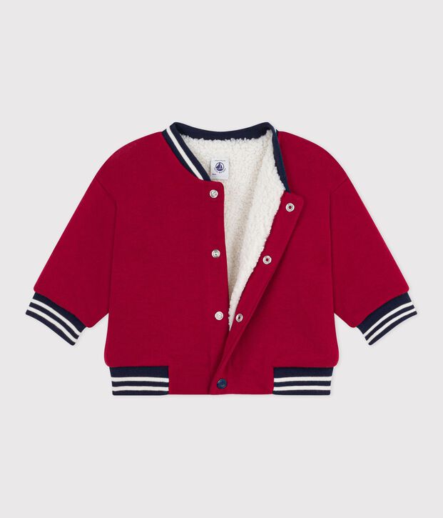 Teddy b&eacute;b&eacute; en coton et sherpa uni rouge