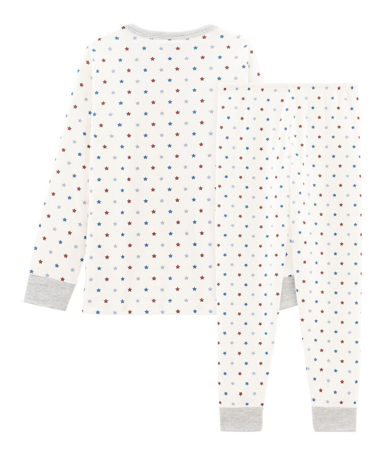 Pyjama petit gar&ccedil;on en tubique blanc MARSHMALLOW/blanc MULTICO