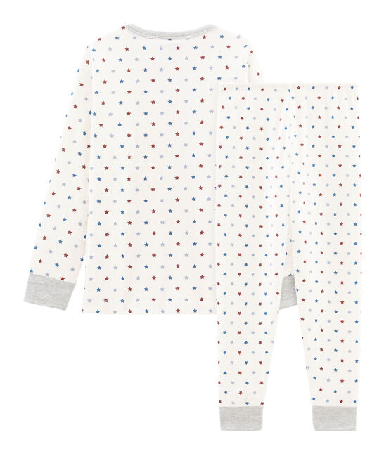 Pyjama petit garçon en tubique blanc MARSHMALLOW/blanc MULTICO