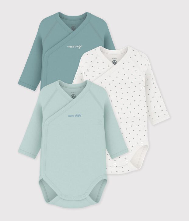 Lot de bodies crois&eacute;s manches longues en coton imprim&eacute; b&eacute;b&eacute; multicouleur