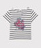 T-shirt manches courtes en coton bio enfant fille blanc MARSHMALLOW/bleu SMOKING