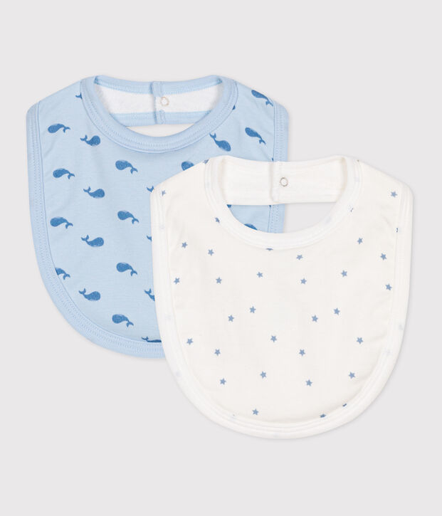 Lots de deux bavoirs b&eacute;b&eacute; en coton imprim&eacute; multicouleur