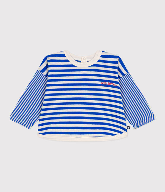 T-shirt bébé en coton à manches longues rayé PERSE/ AVALANCHE