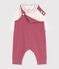 Ensemble salopette et body b&eacute;b&eacute; en coton avec col uni rose/&eacute;cru