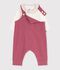 Ensemble salopette et body b&eacute;b&eacute; en coton avec col uni rose/&eacute;cru