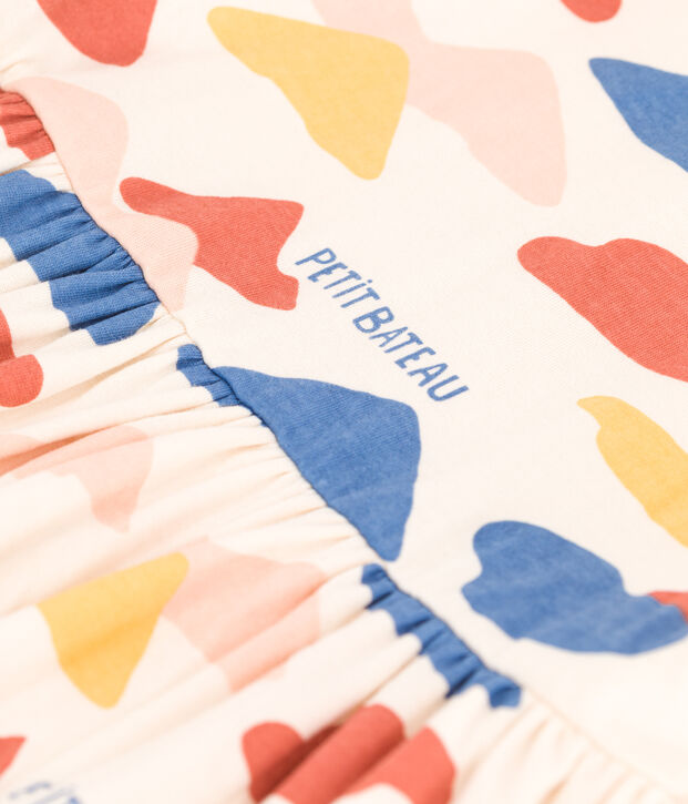 Robe &agrave; imprim&eacute; manches longues en tubique enfant fille &eacute;cru/multicouleur