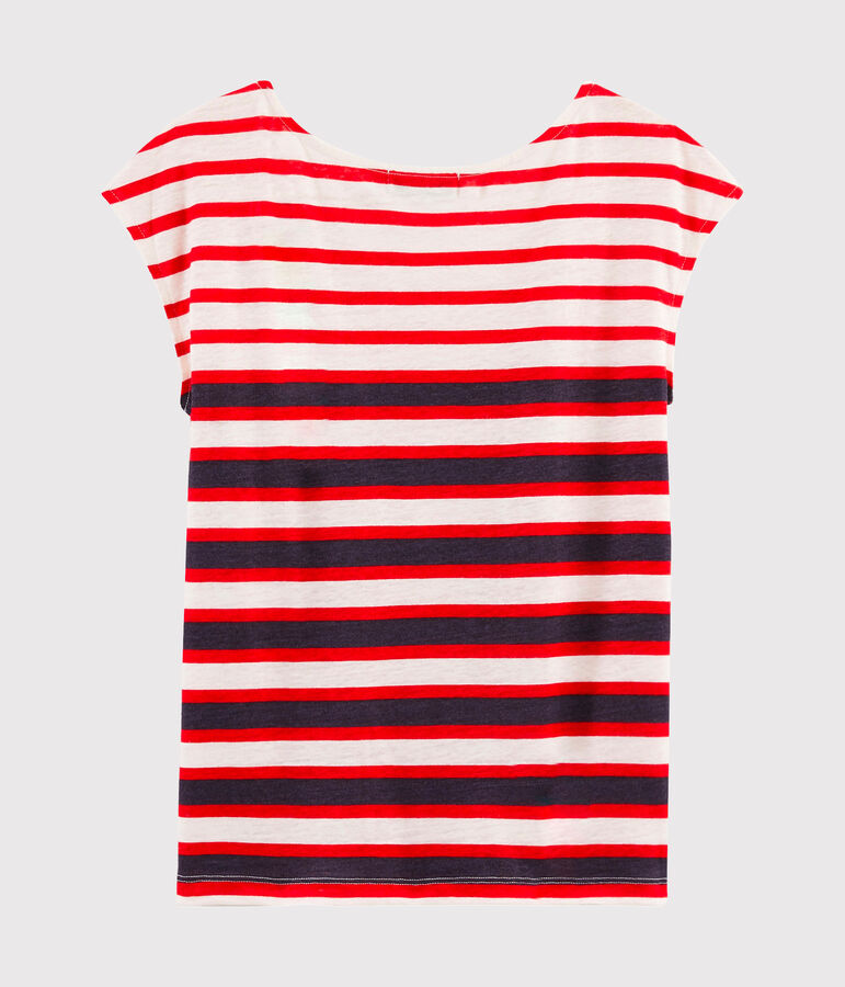 Tee shirt lin femme blanc/rouge/bleu