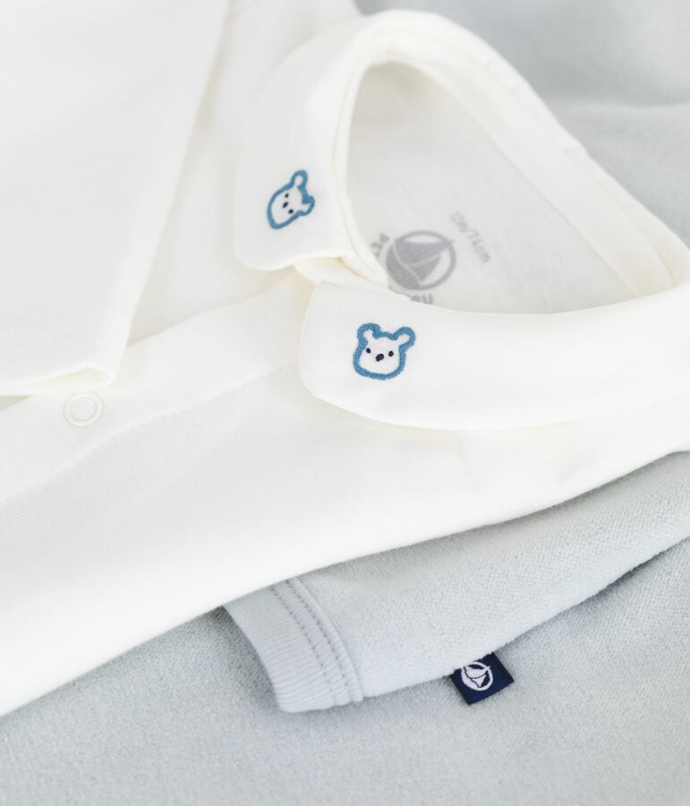 Ensemble cadeau b&eacute;b&eacute; 2 pi&egrave;ces en velours et body brod&eacute; ours bleu CO2