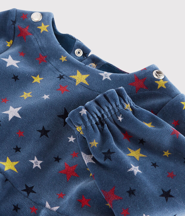 Robe manches longues b&eacute;b&eacute; fille bleu/multicouleur