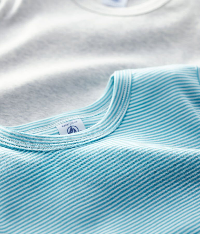 Lot de 2 tee shirts manches longues petit gar&ccedil;on en coton biologique multicouleur