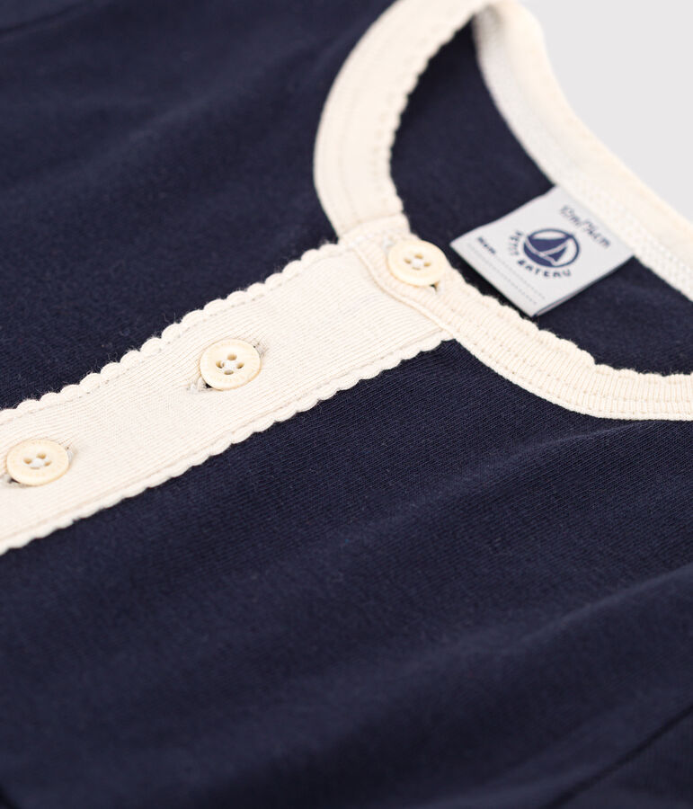 Robe manches courtes en coton b&eacute;b&eacute; bleu SMOKING