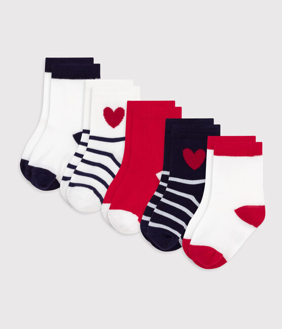 5 paires de chaussettes bébé rayures et cœurs variante 1