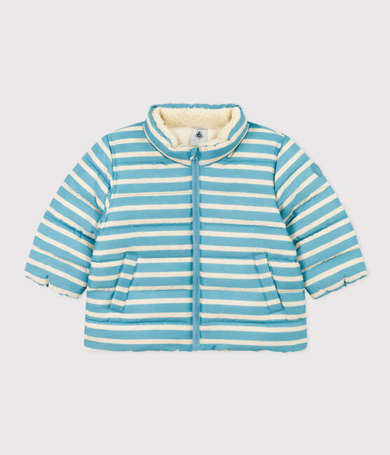 Doudoune rayée capuche rétractable bébé bleu AZUL/blanc AVALANCHE