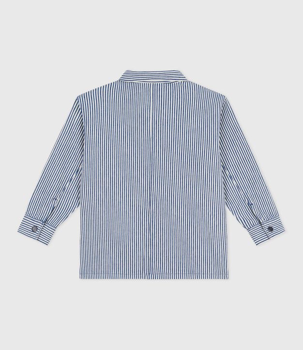 Veste enfant en coton &agrave; rayures bleu/blanc