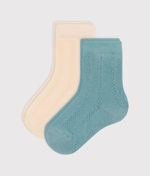 Lot de 2 paires de chaussettes unies en jersey de coton b&eacute;b&eacute; multicouleur