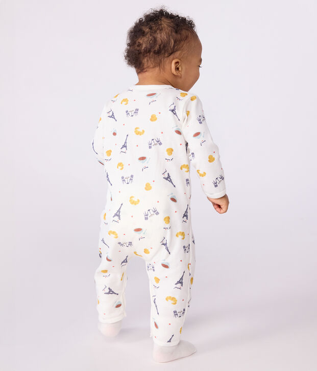 Pyjama b&eacute;b&eacute; en coton sans pieds imprim&eacute; Paris blanc/multicouleur