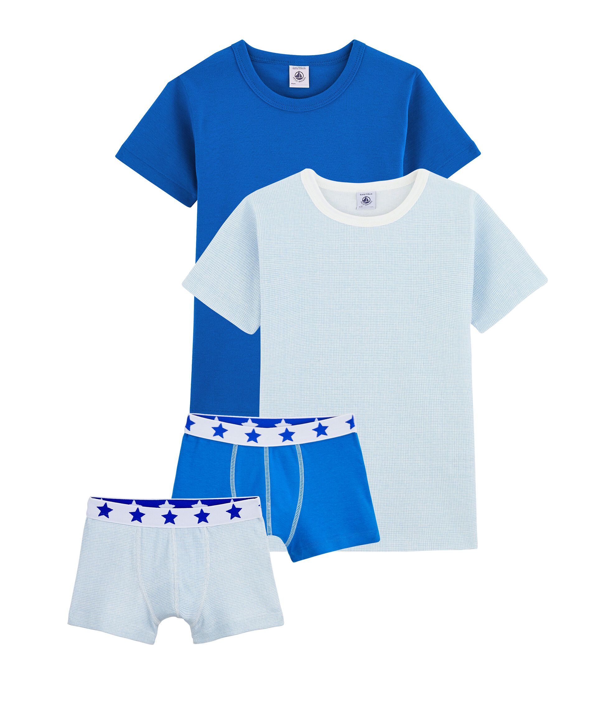 Petit Bateau – Lot De 3 Débardeurs Garçon En Coton Côte 1x1 (rayures, Uni, étoiles) – Sous-vêtements Confortables