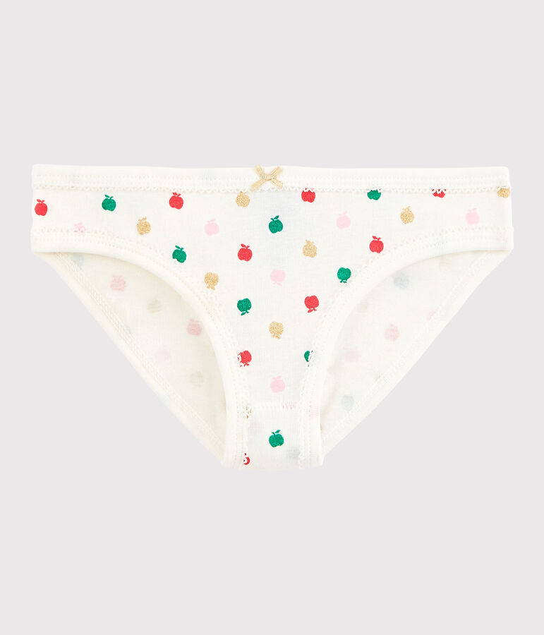 Culotte petite fille en coton blanc/multicouleur