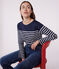 Marinière femme en coton manches longues bleu SMOKING/blanc MARSHMALLOW