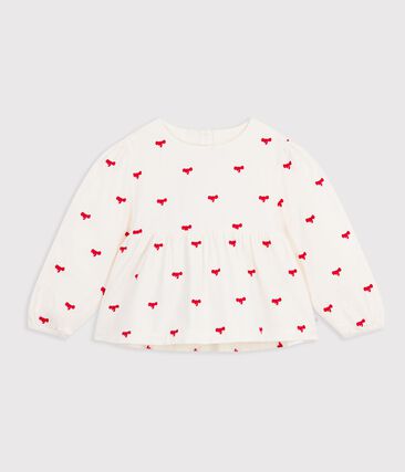 Blouse enfant en coton manches longues imprimée nœuds