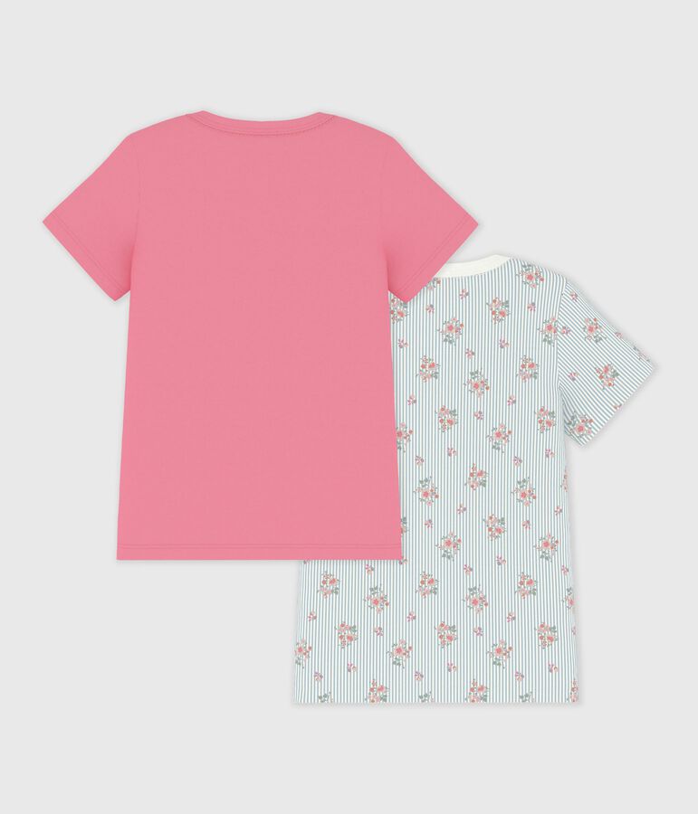 Lot de tee-shirts enfant en coton manches courtes imprim&eacute; fleuri variante 1