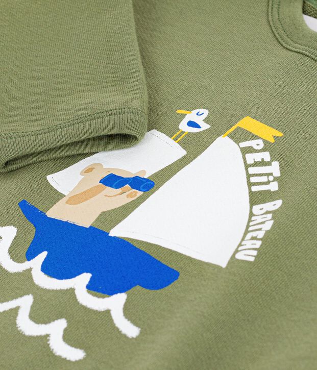 Sweatshirt &agrave; capuche b&eacute;b&eacute; en coton &agrave; motifs kaki