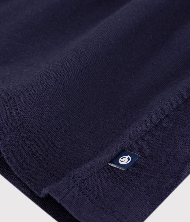 Robe b&eacute;b&eacute; en coton manches courtes, unie avec son col marin bleu marine