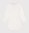 Body manches longues col roulé en coton bébé blanc MARSHMALLOW