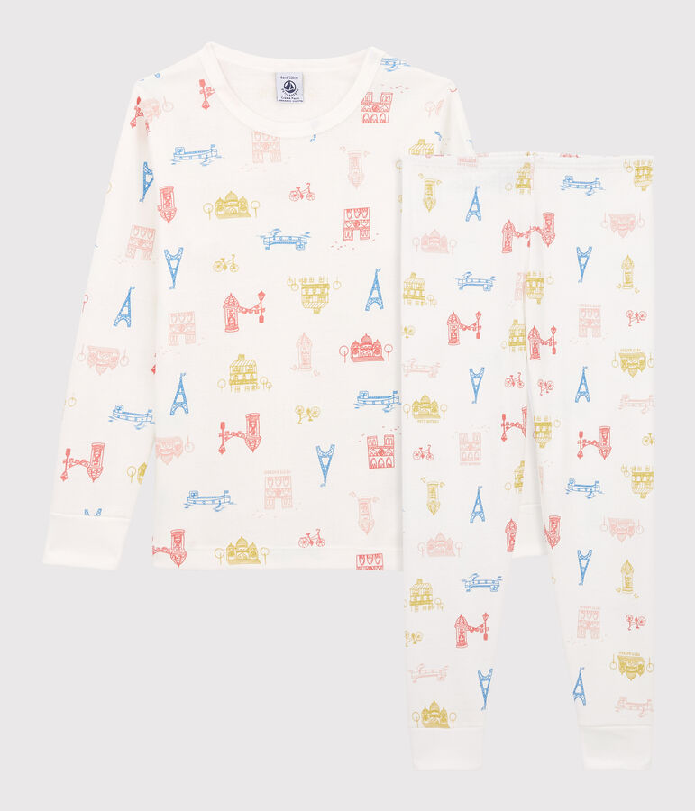 Pyjama Paris en coton enfant blanc MARSHMALLOW/blanc MULTICO