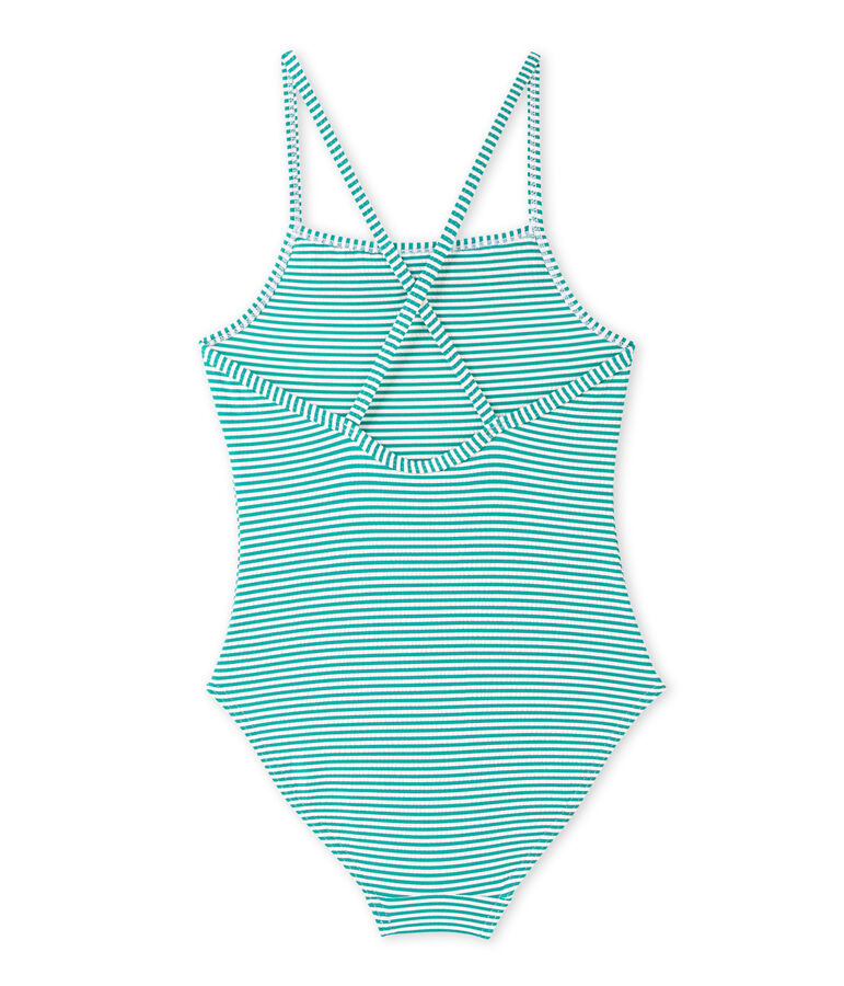Maillot de bain fille 1 pi&egrave;ce vert/blanc