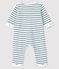 Combinaison longue rayée bébé en bouclette éponge blanc MARSHMALLOW/bleu ASTRO
