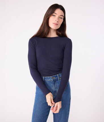 Tee-shirt femme l'iconique en laine et coton manches longues