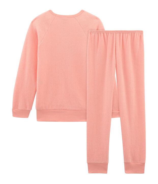 Pyjama petite fille en bouclette &eacute;ponge gratt&eacute;e rose