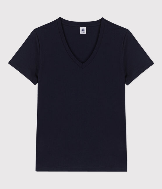 Tee-shirt LE DROIT col V en coton Femme bleu SMOKING