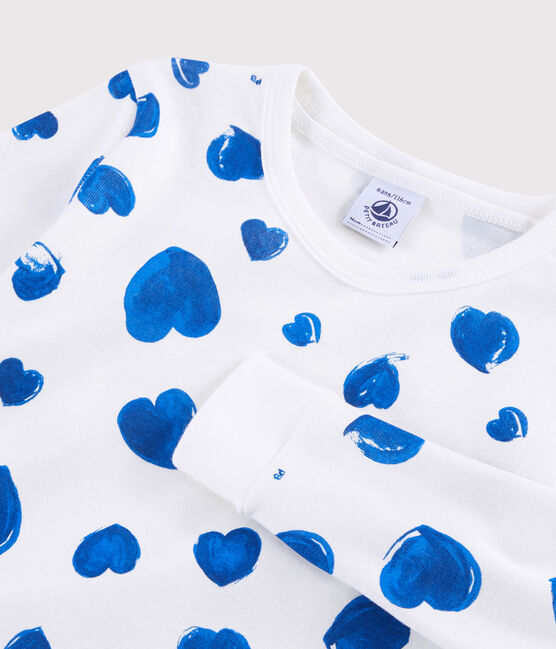 Pyjama Snugfit Cœurs Bleus Petite Fille En Cote Petit Bateau