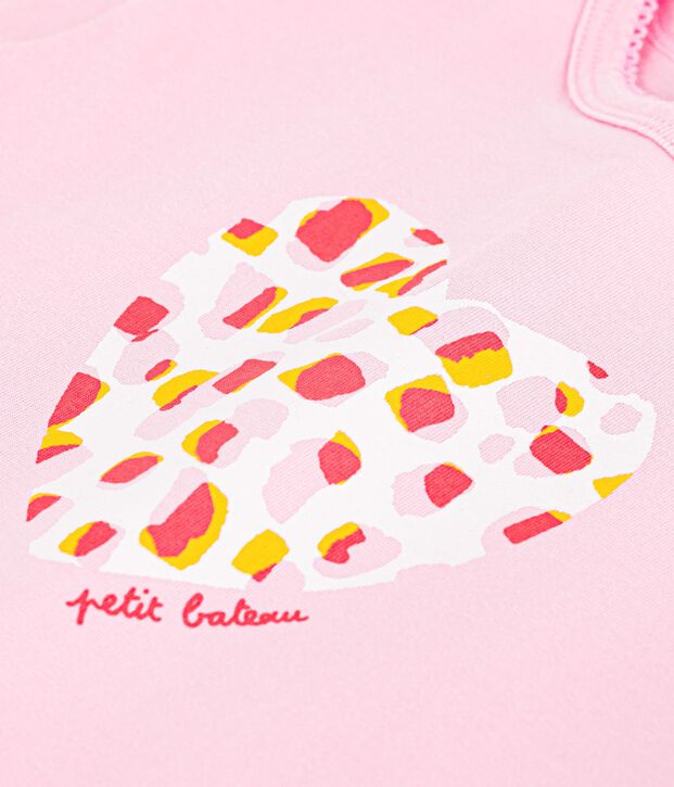 Tee-shirt b&eacute;b&eacute; en coton &agrave; manches courtes, motif fleur rose