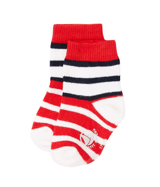 Chaussettes bébé garçon rayées rouge PEPS/blanc MULTICO