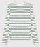 Cardigan iconique en coton rayé Femme blanc MARSHMALLOW/vert VALLEE