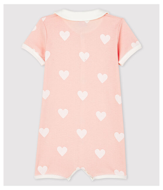 Combicourt rose à coeurs bébé fille en coton biologique rose MINOIS/blanc MARSHMALLOW