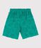 Bermuda short enfant en coton uni imprim&eacute; vert