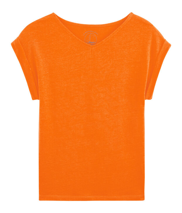 Tee shirt lin femme orange