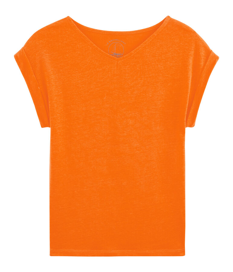 Tee shirt lin femme orange