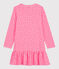 Chemise de nuit volantée petite fille en coton rose PETAL/blanc ECUME