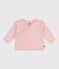 Brassière bébé cache-cœur ajourée en tricot laine et coton rose JOLI