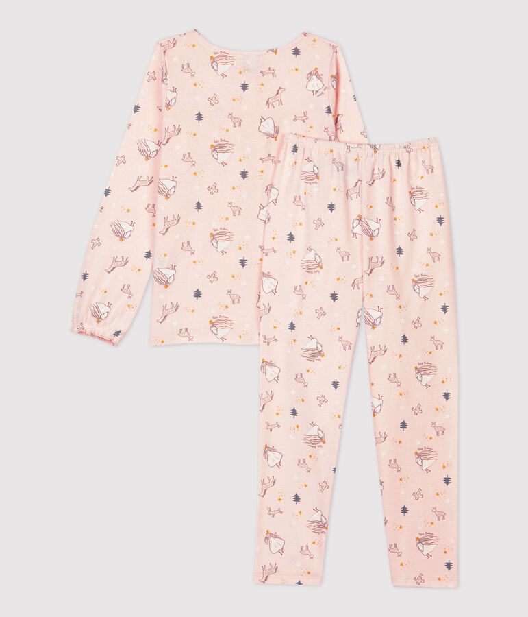 Pyjama petite fille imprim&eacute; princesse en coton rose FLEUR/blanc MULTICO