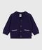 Cardigan b&eacute;b&eacute; en coton uni &agrave; boutons bleu marine