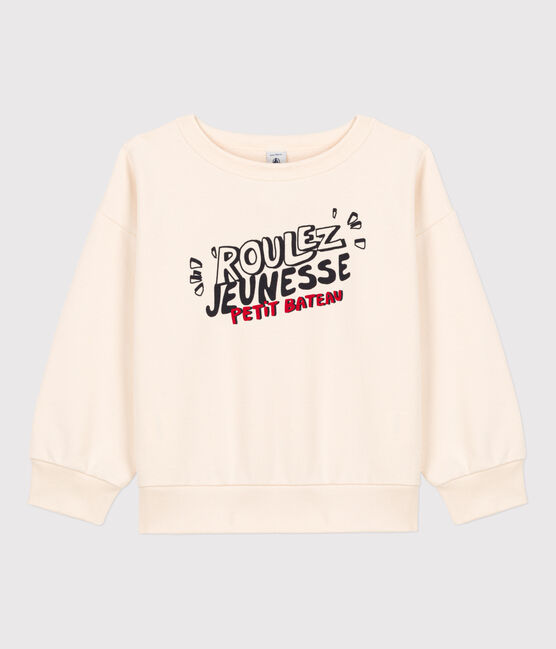 Sweatshirt imprimé en molleton enfant fille / garçon écru AVALANCHE