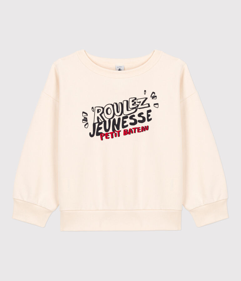 Sweatshirt imprim&eacute; en molleton enfant fille / gar&ccedil;on &eacute;cru AVALANCHE