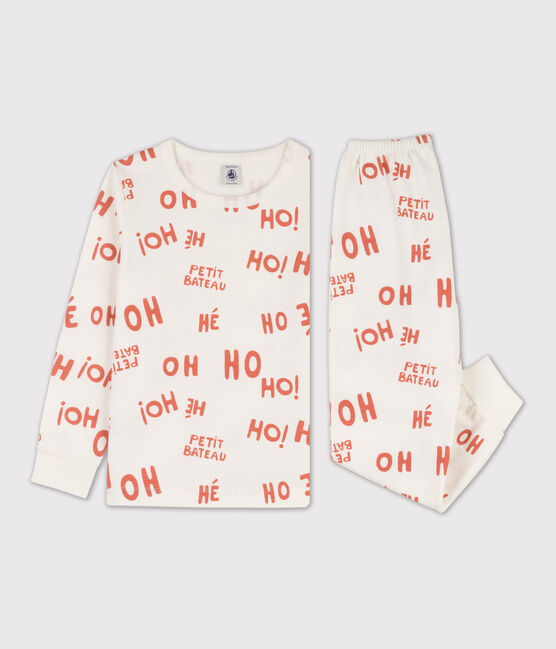 Pyjama en molleton enfant blanc MARSHMALLOW/ BRANDY